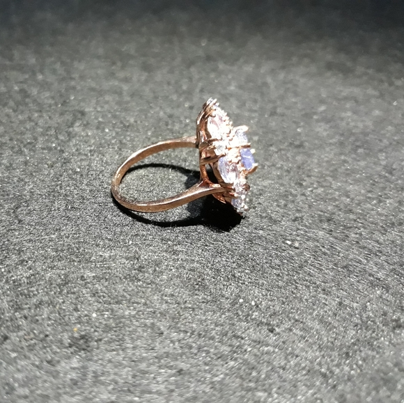 Natural Tanzanite Cluster Ring N10 - Picture 2 of 3